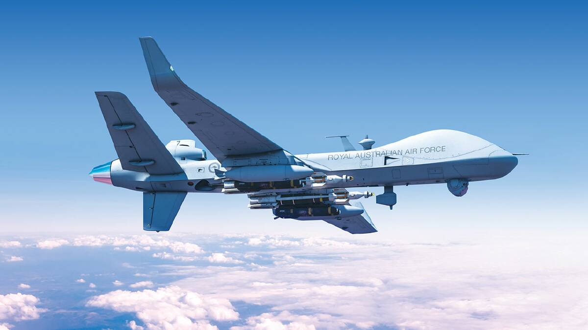 A computer-generated artist's impression of an MQ-9 drone had the aircraft been purchased by the RAAF. Picture: General Atomics