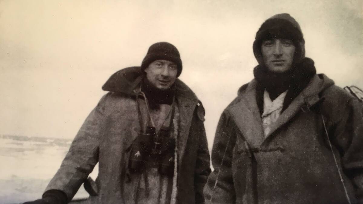 Hugh McDonald (right) on HMS Bulldog in an Arctic convoy during WWII. Picture: Supplied