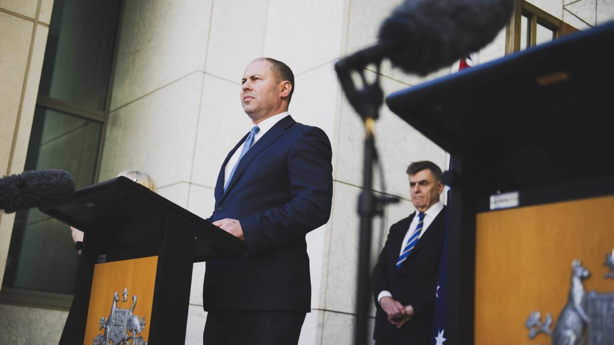Treasurer Josh Frydenberg outside Parliament House in March. Picture: Dion Georgopoulos