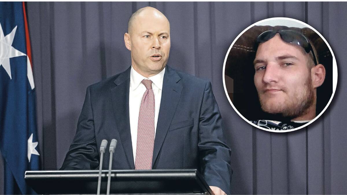 Ian Mellowship (inset) who has admitted threatening to cause harm to Treasurer Josh Frydenberg (main picture). Pictures: Keegan Carroll, Facebook