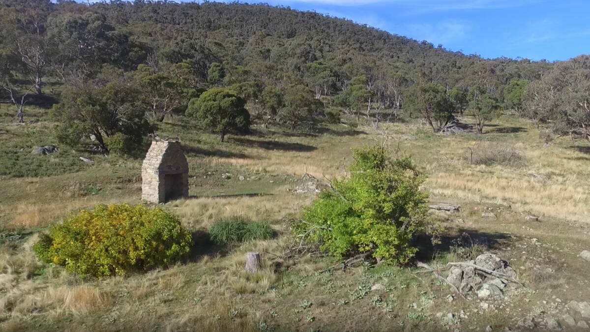 Ruins of Bobeyan Homestead, viewed from the air. Picture: Stephen Cooke