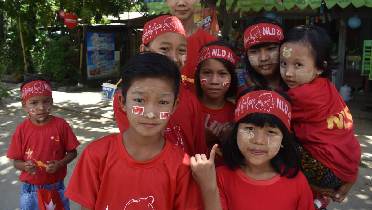 Young supporters of the National League for Democracy, Myanmar's now-dominant political party. Picture: Shutterstock
