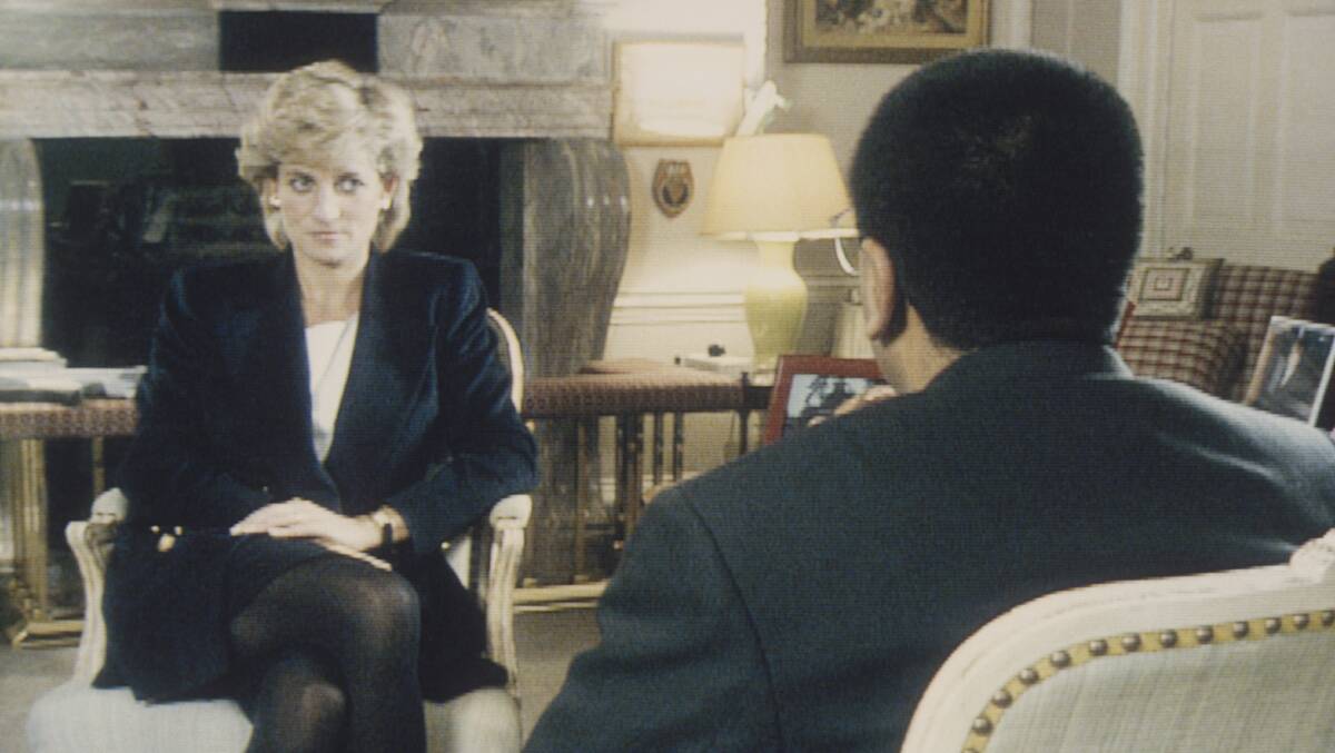 Princess Diana is interviewed by Martin Bashir for the BBC program Panorama in 1995. Picture: Getty Images