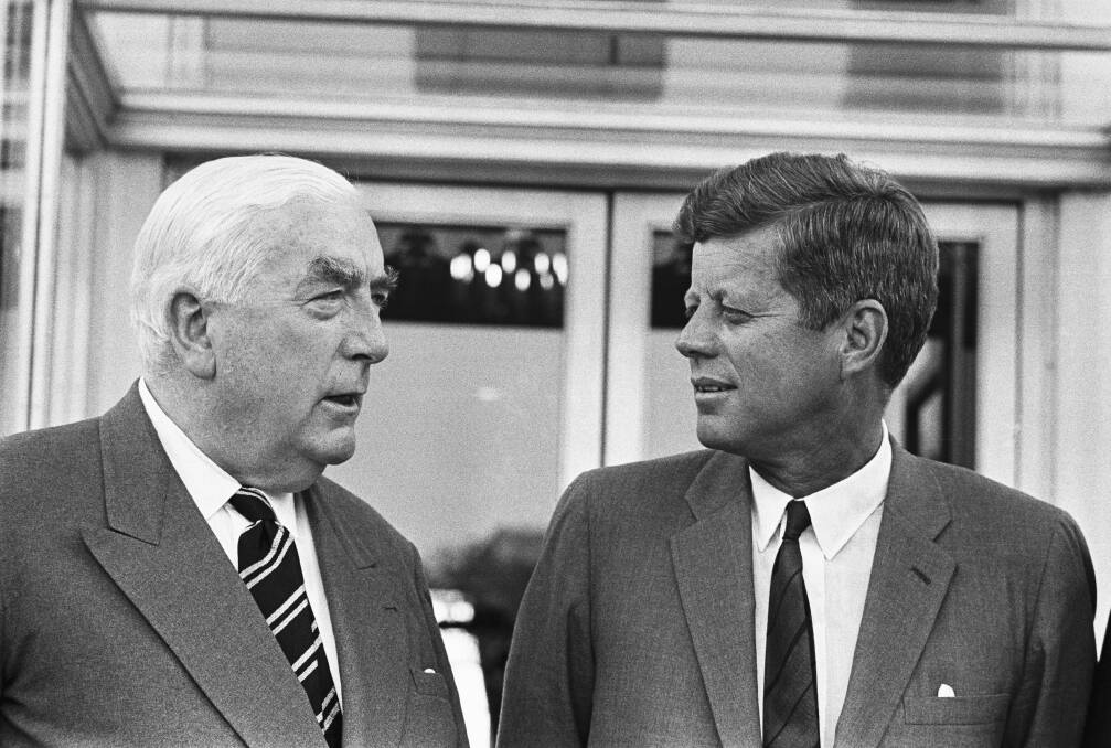 Prime minister Sir Robert Menzies with US president John F Kennedy at the White House in 1963. Picture: Getty Images