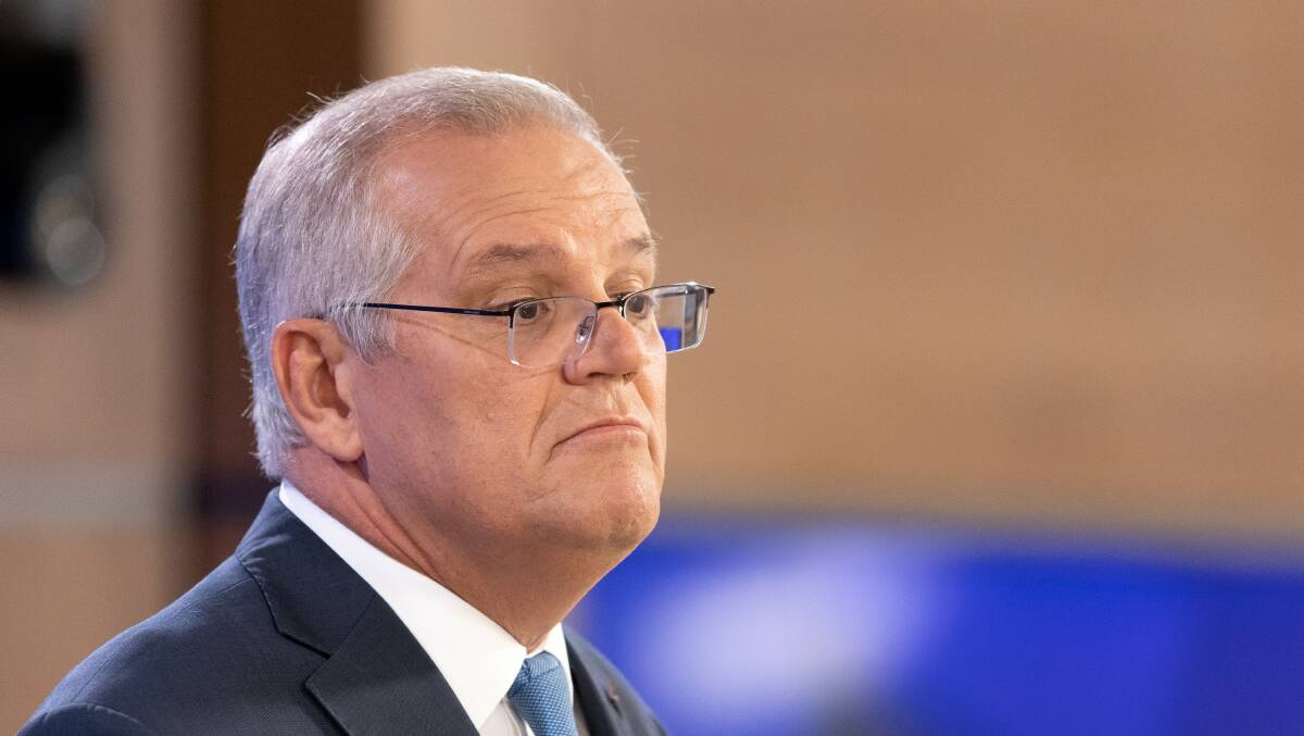 Prime Minister Scott Morrison addresses the National Press Club on Tuesday. Picture: Sitthixay Ditthavong