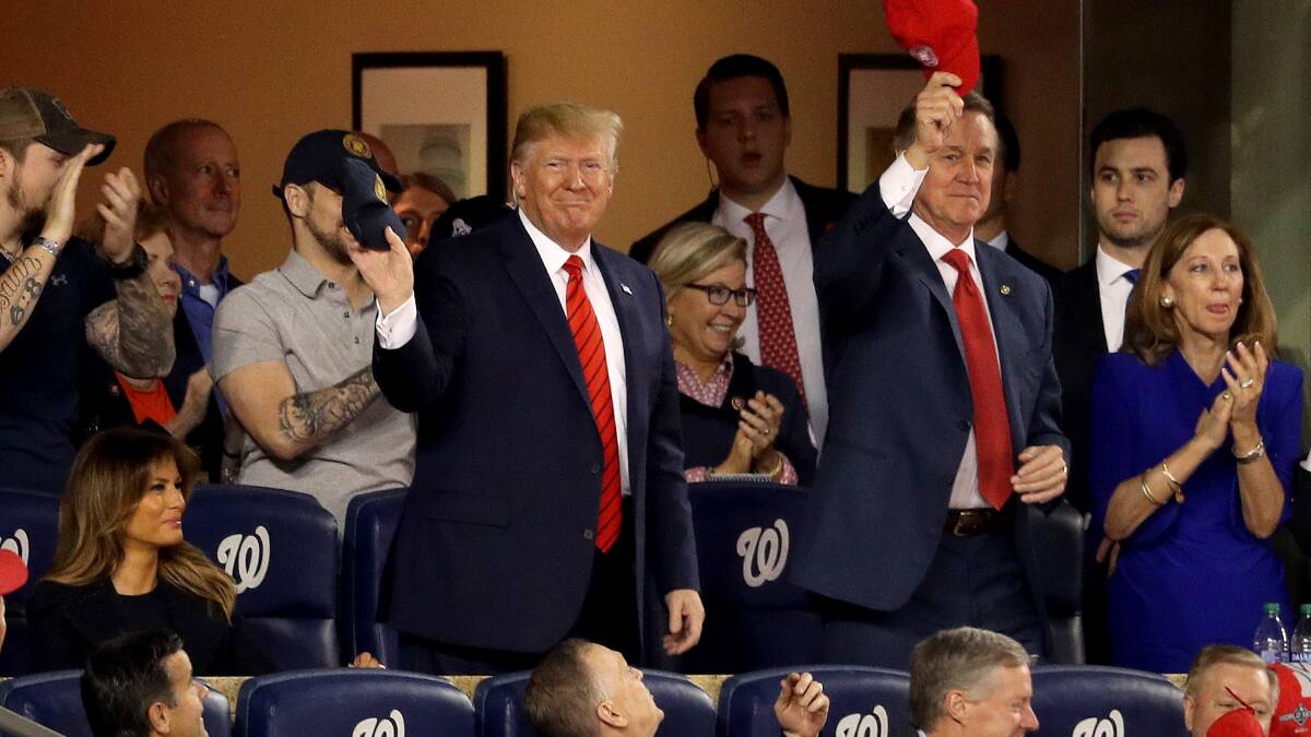 President Donald Trump was roundly booed at game five of the 2019 World Series in Washington, DC. Picture: Getty Images