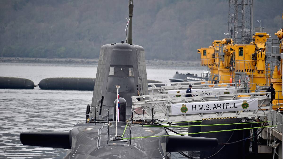 Astute-class nuclear submarine HMS Artful in Faslane, Scotland. Picture: Getty Images