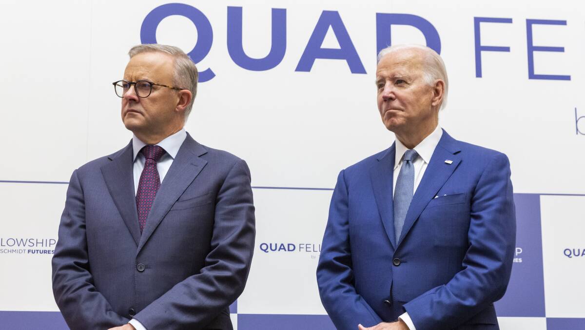 Prime Minister Anthony Albanese and US President Joe Biden at the Quad leaders' meeting in Tokyo. Picture: AAP