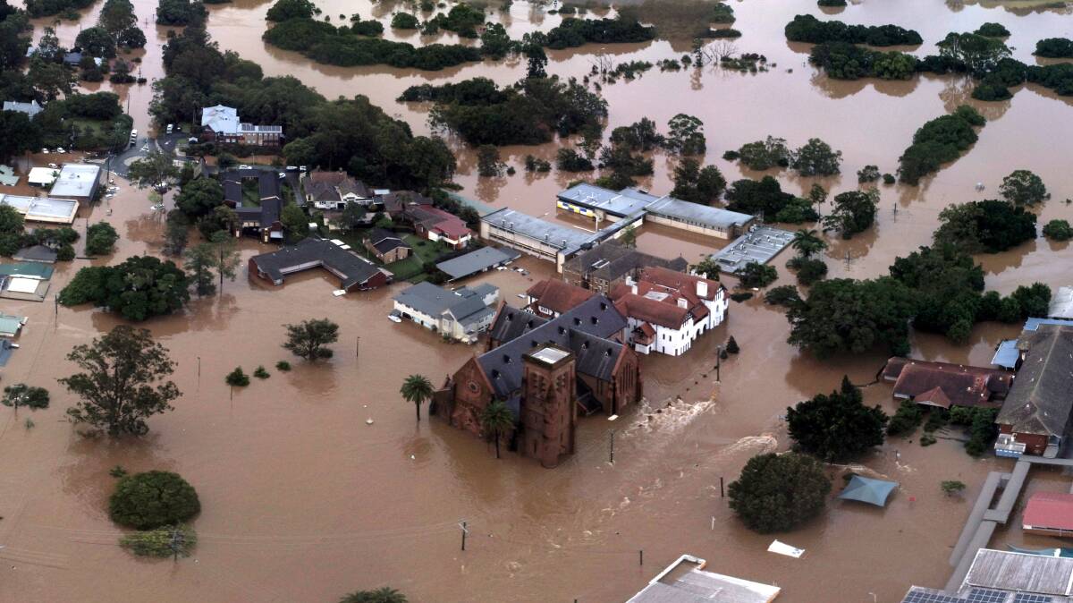 An aerial view of flooded Lismore. Dictatorships are a problem, but climate change is also a problem - and we have to address both. Picture: Getty Images