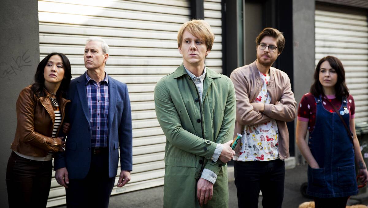 Renee Lim, David Roberts, Josh Thomas, Tom Ward and Emily Barclay in 'Please Like Me'. Picture: Supplied