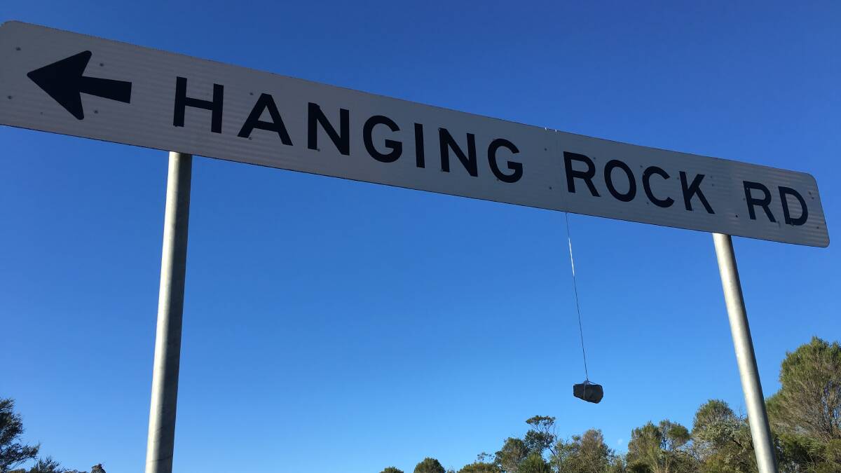 Have you ever tied a rock to the Hanging Rock Road sign? Picture: Tim the Yowie Man