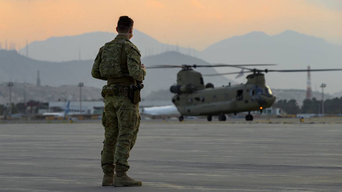 Corporal Daniel Cafaro at Kabul's Hamid Karzai International Airport. Picture: Defence
