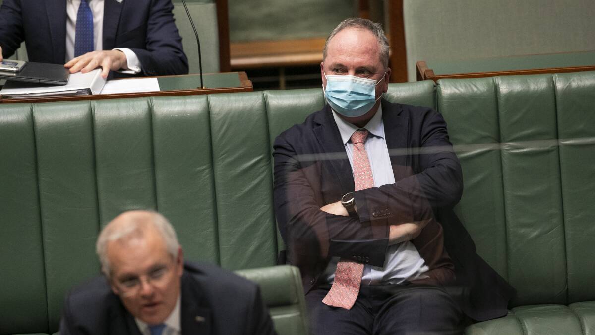 Deputy Prime Minister Barnaby Joyce during question time on Tuesday. Picture: Keegan Carroll