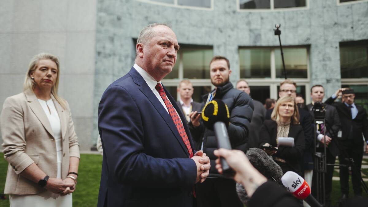 Nationals leader Barnaby Joyce addresses the media on Monday morning. Picture: Dion Georgopoulos