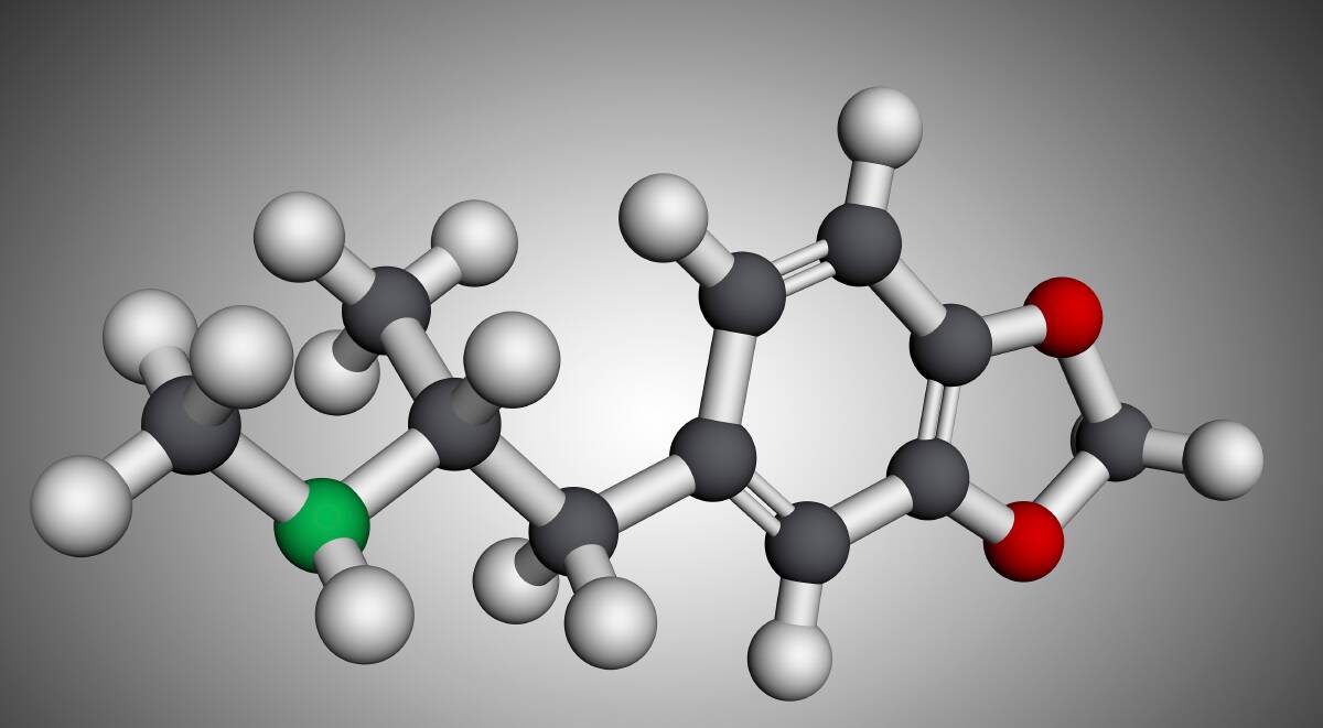 A 3D rendering of 3,4-Methylenedioxymethamphetamine, or an MDMA molecule. Picture: Shutterstock