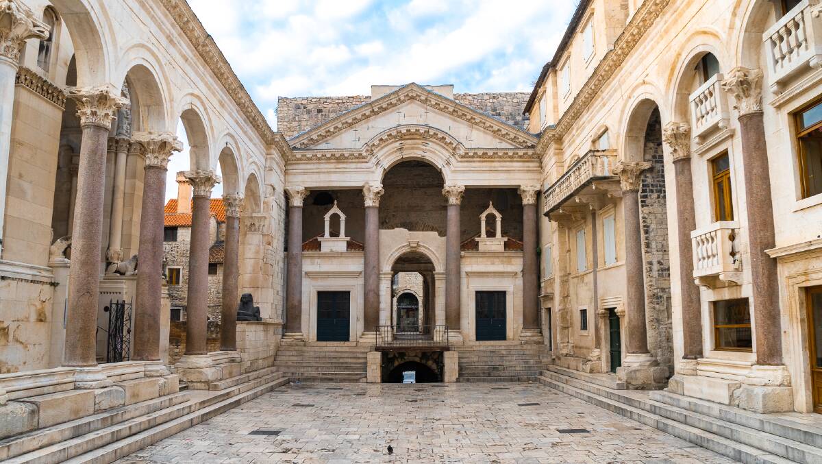 The Peristyle is the central square of Diocletian's Palace, with some remaining Roman monuments.