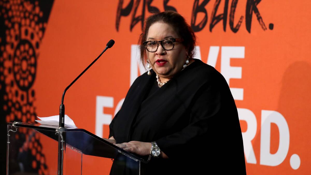 Professor Megan Davis, who along with Pat Anderson and Noel Pearson accepted the Sydney Peace Prize on behalf of the authors of the Uluru Statement from the Heart. Picture: Getty Images
