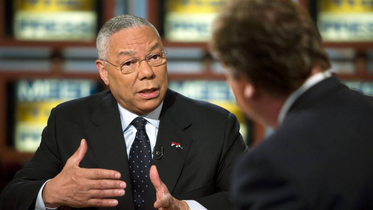 Former US secretary of state Colin Powell on NBC's 'Meet the Press' in 2007. Picture: Getty Images