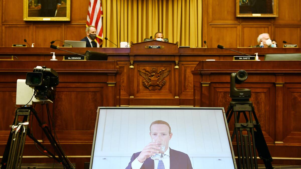 Facebook chairman Mark Zuckerberg testifies before Congress on online platforms and market power in July. Picture: Getty Images