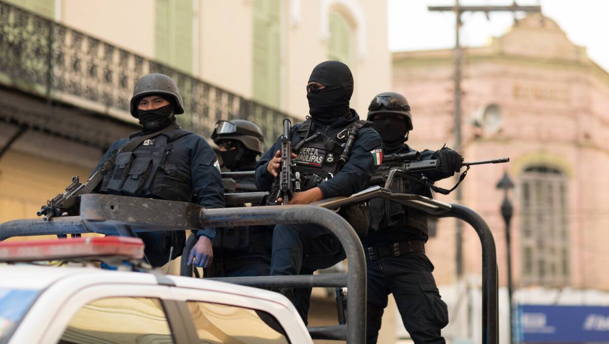 Armed government forces patrol the street during anti-drug operations in north-easthern Mexico. Picture: Shutterstock