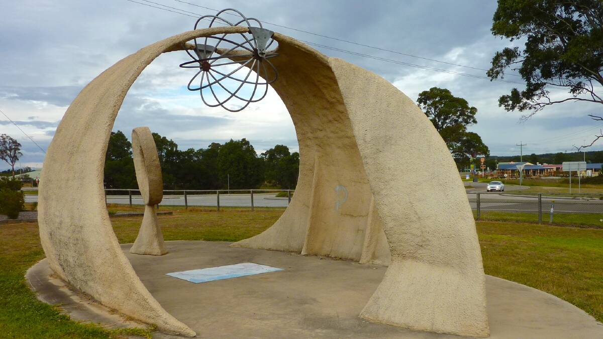 This strange-looking sculpture in Marulan marks the 150 East line of longitude. Picture: Tim the Yowie Man