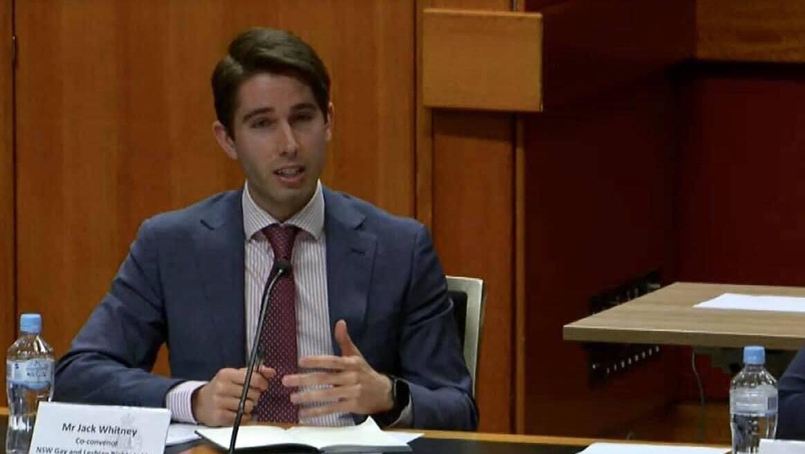 Jack Whitney appearing before the Joint Select Committee on the Anti-Discrimination Amendment (Religious Freedoms and Equality) Bill 2020. Picture: Supplied