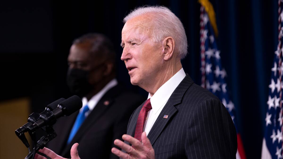 US President Joe Biden addresses Defense personnel. Picture: Shutterstock
