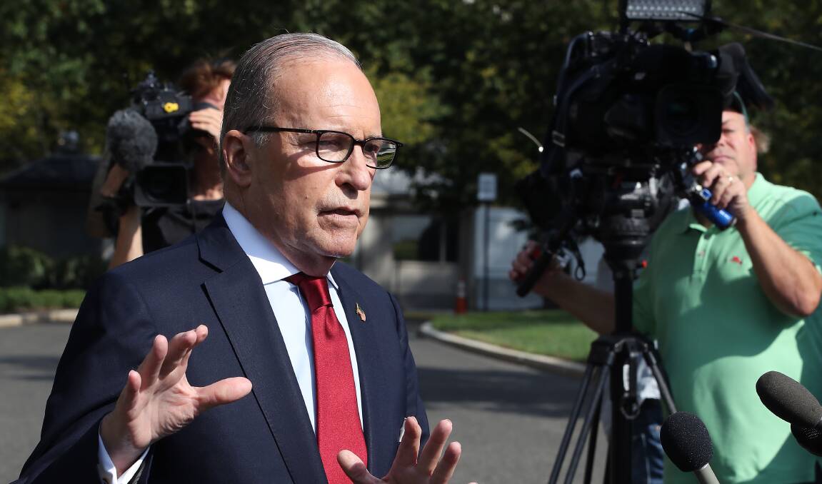 White House chief economic adviser Larry Kudlow speaks to media about US President Donald Trump's trade agenda. Picture: Getty Images