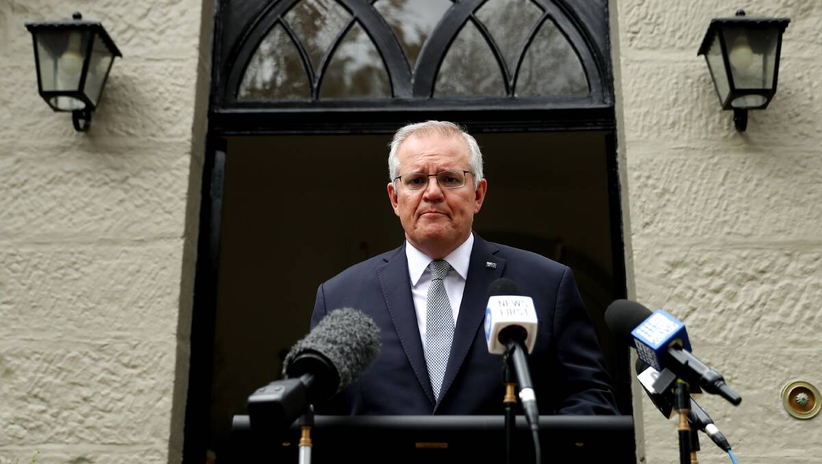 Prime Minister Scott Morrison speaks during a media conference on October 15 in Sydney. Picture: Getty Images