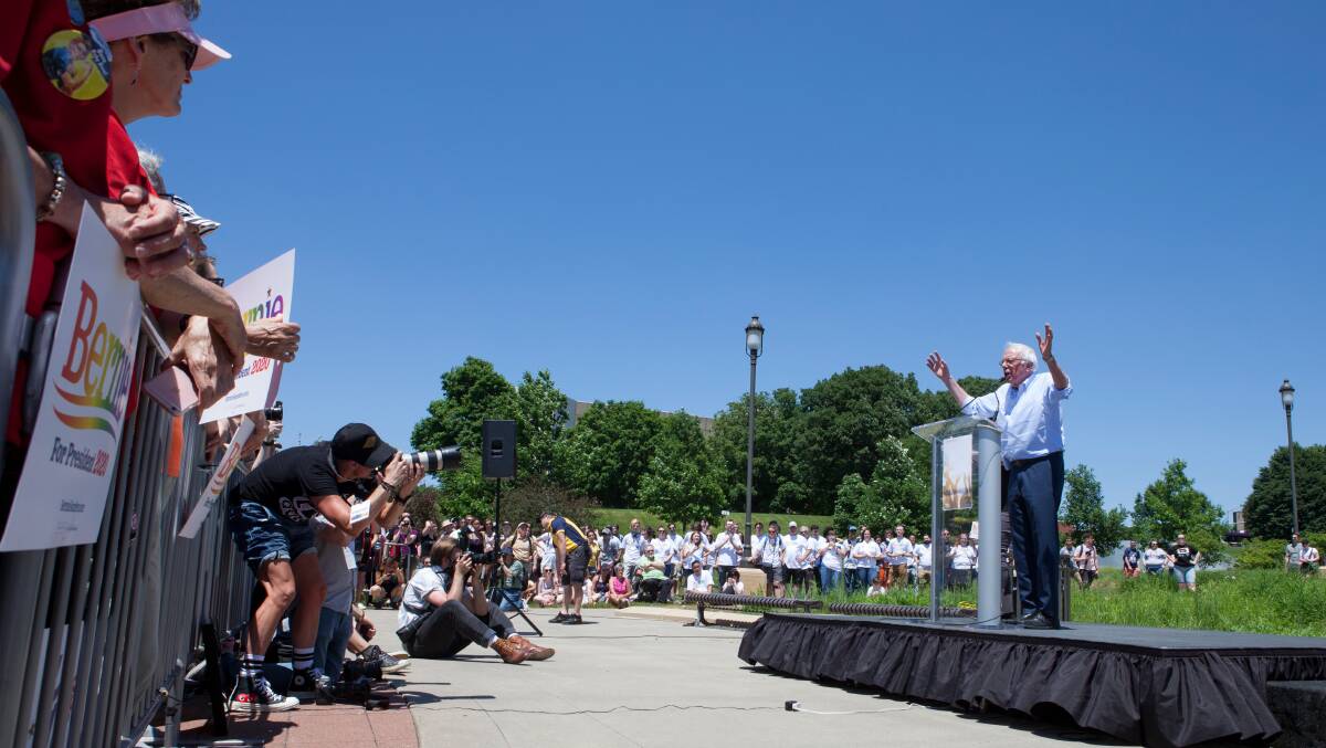 Presidential candidate Senator Bernie Sanders speaks at the Capital City Pride Festival in Des Moines, Iowa. Picture: Shutterstock