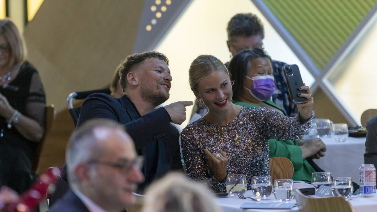 Australian of the Year Dylan Alcott (left) with last year's winner, Grace Tame. Picture: Keegan Carroll