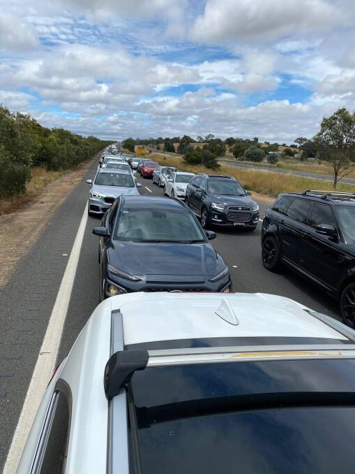 Queues entering the ACT from the Federal Highway. Picture: Belinda Duke