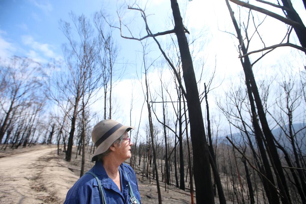 Artist Jenni Bruce lost her house in the hills in Upper Brogo in the Black Summer fires. Picture: Sylva Liber