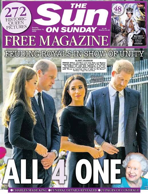 "All 4 One," says The Sun. Plus "272 historic queen pictures".