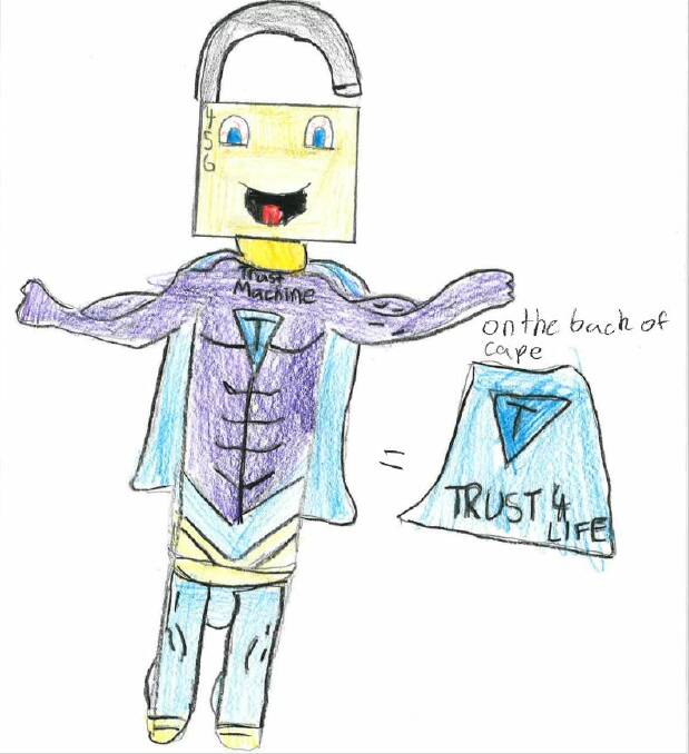 Trust Machine, complete with cape, by Alex Davis, 11, of St Joseph's Primary, Quirindi, NSW. Picture supplied by kindnessfactory.com