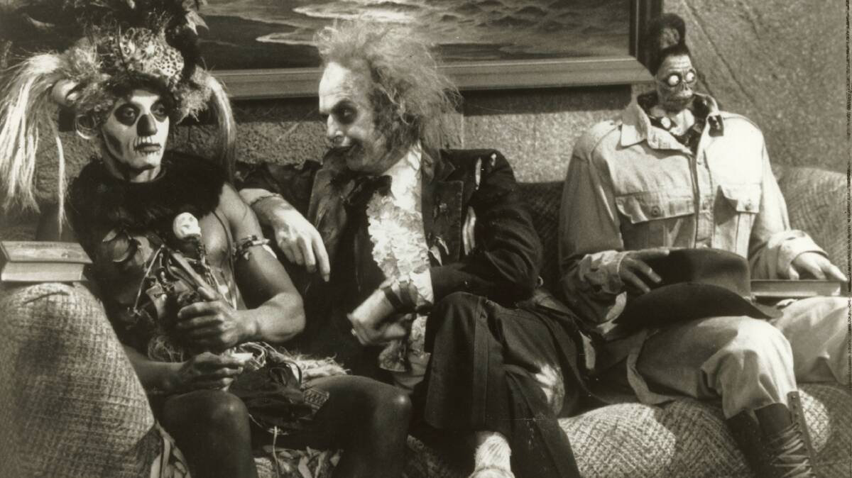 Michael Keaton (centre) reprises his role as the obnoxious poltergeist in Beetlejuice 2. File picture