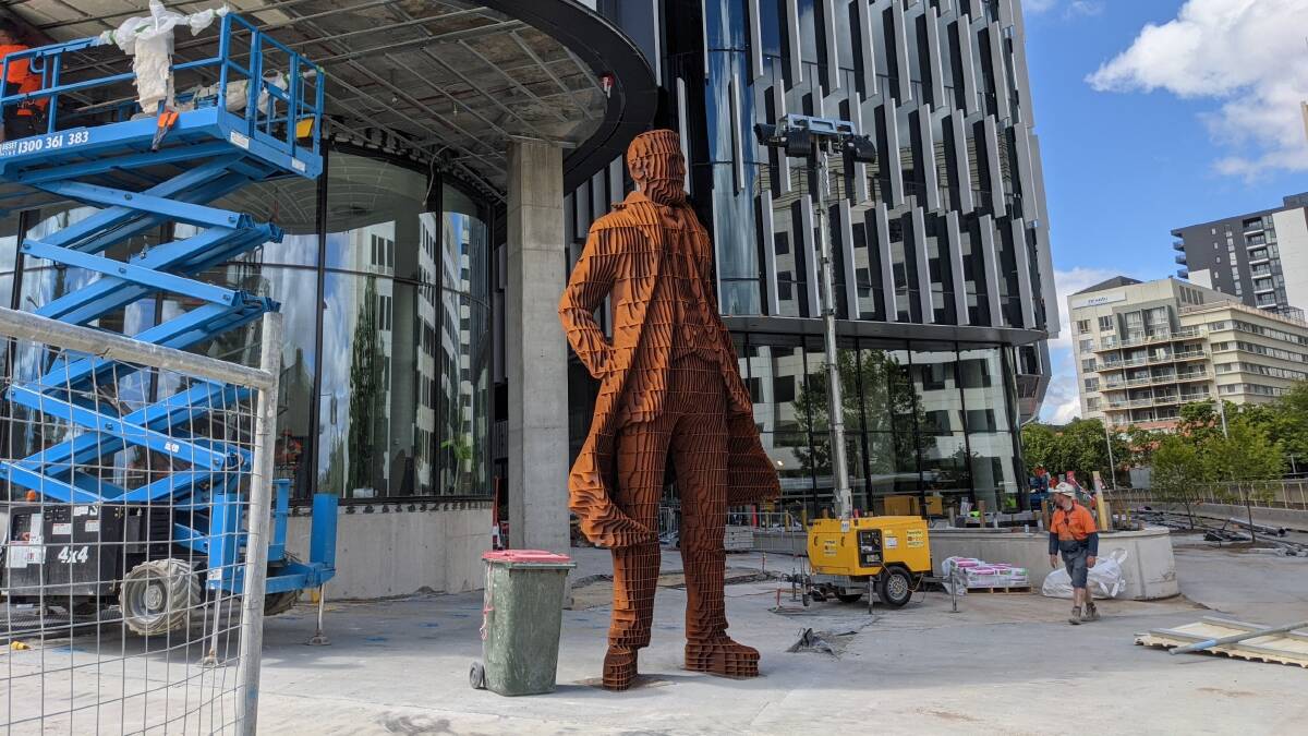 A new statue of Andrew Inglis Clark has been installed on the corner of Constitution Avenue and London Circuit in Civic. Picture: Sarah Basford Canales