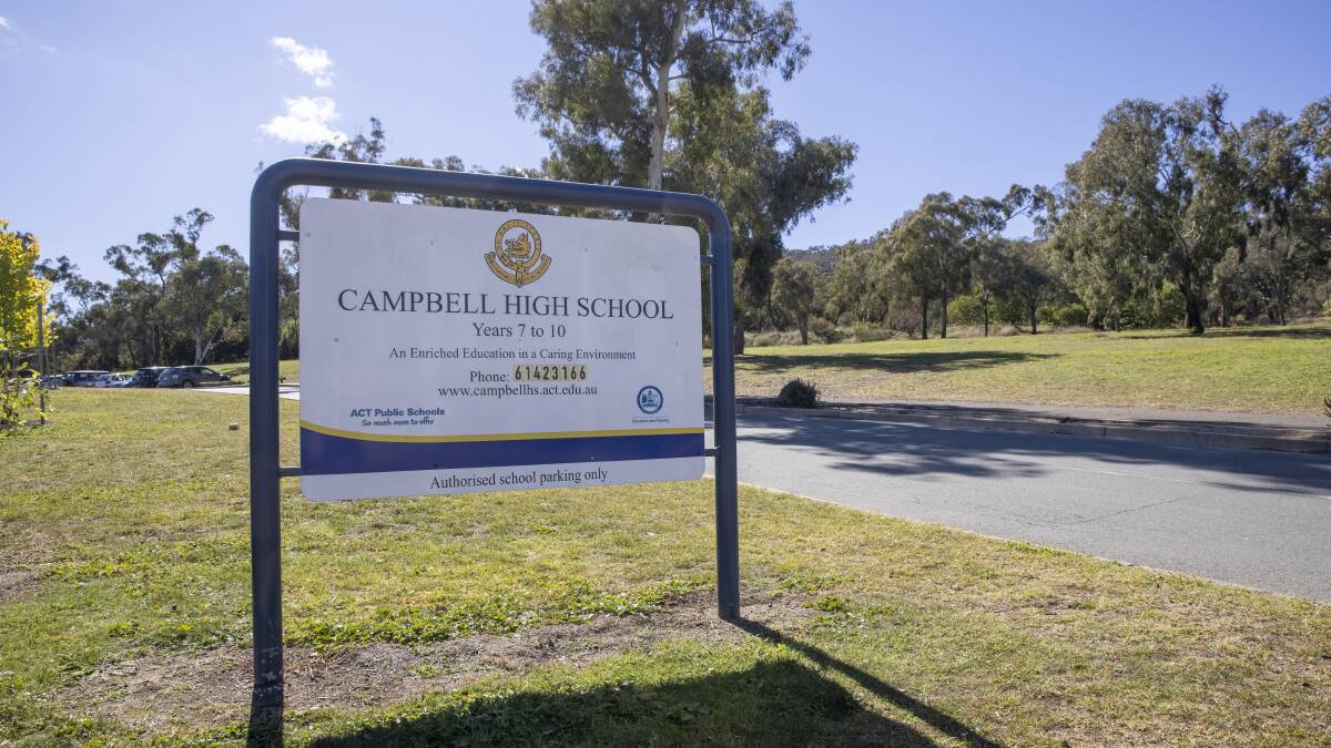 The Campbell High School site marked for the construction of a new Australian War Memorial car park to service its $500m expansion. Picture: Keegan Carroll