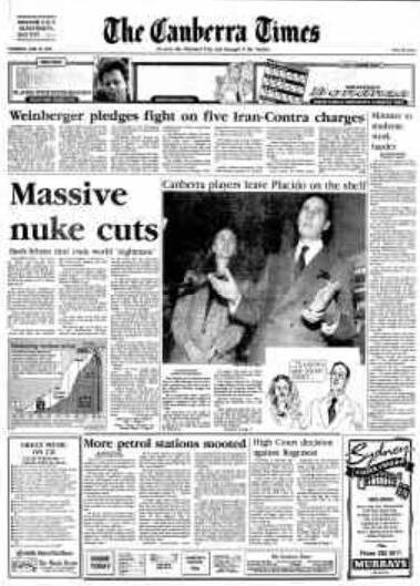 The front page of The Canberra Times on June 18, 1992.