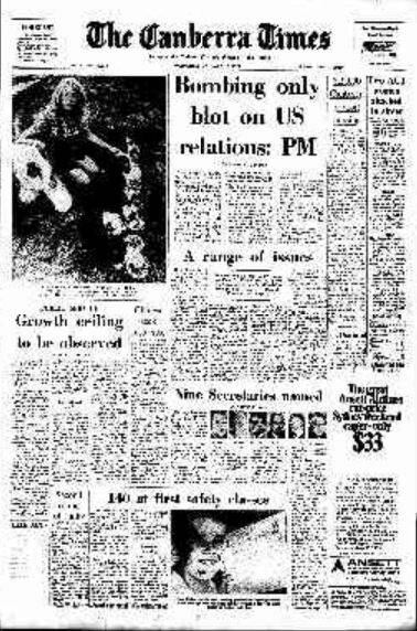 The front page of The Canberra Times on January 10, 1973.