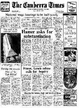 The front page of The Canberra Times on September 15, 1978.