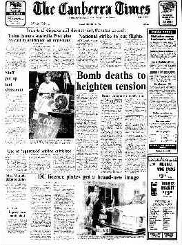 The front page of The Canberra Times on October 11, 1983.