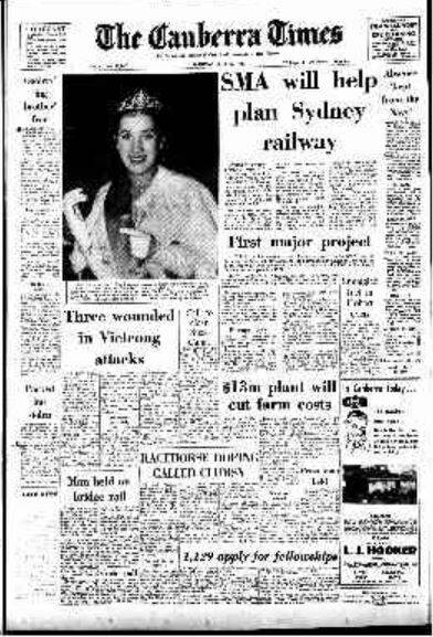The front page of The Canberra Times on July 22, 1967.