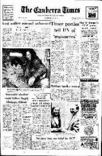 The front page of The Canberra Times on April 14, 1976.