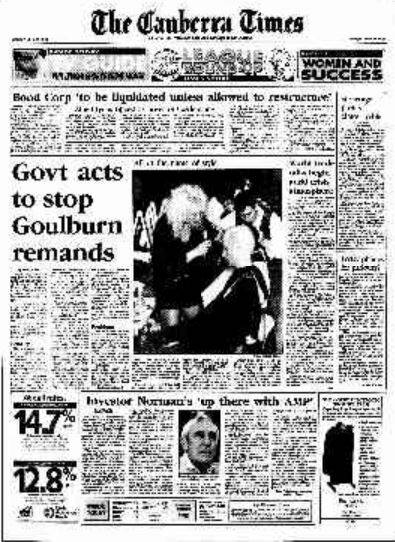 The front page of The Canberra Times on July 23, 1990.