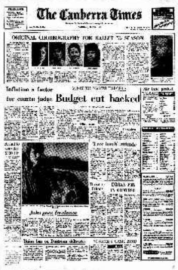 The front page of The Canberra Times on June 28, 1975.