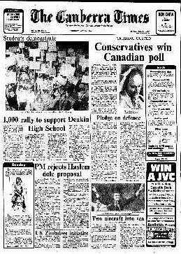 The front page of The Canberra Times on May 24, 1979.
