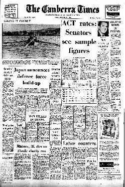The front page of The Canberra Times on October 23, 1970.