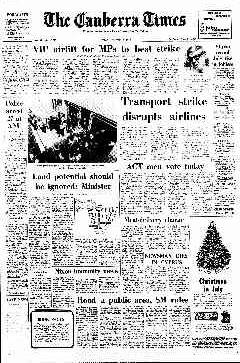 The front page of The Canberra Times on August 9, 1974.