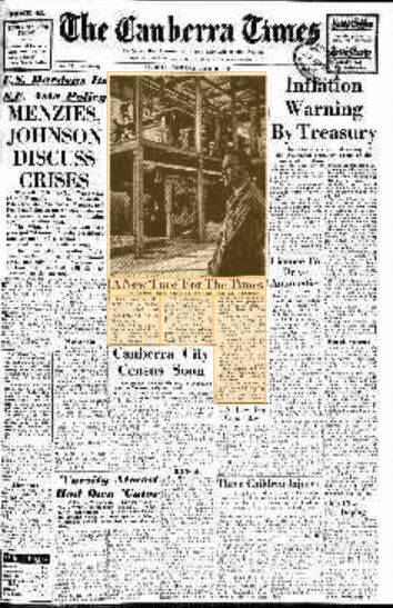 The front page of The Canberra Times on June 25, 1964.
